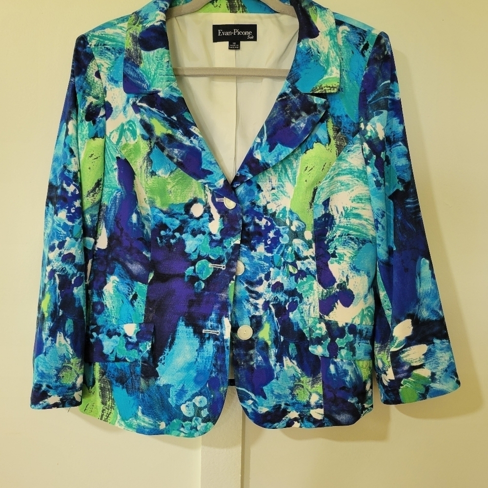 Evan-Picone Vibrant Abstract Blazer - Picture 2 of 12